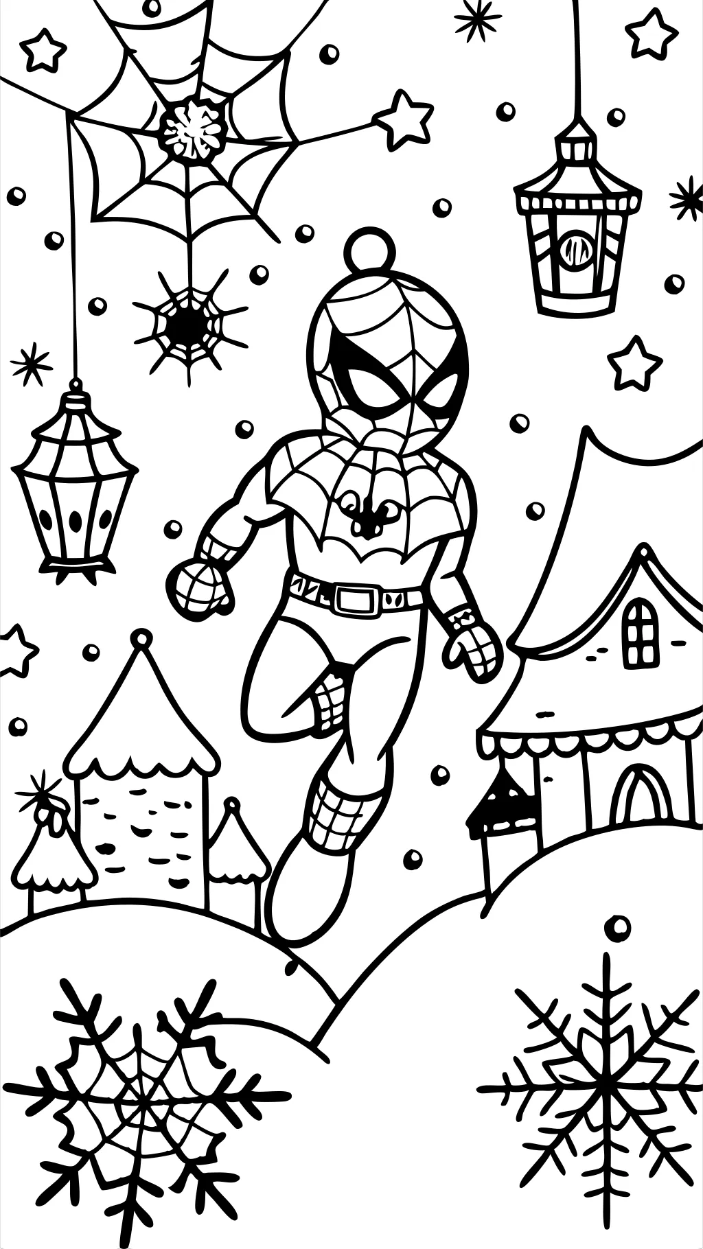 coloriages de spiderman de Noël